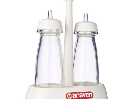 ARAVEN ELEGANCE PLASTIC CRUET SET WHITE 2PC For Discount