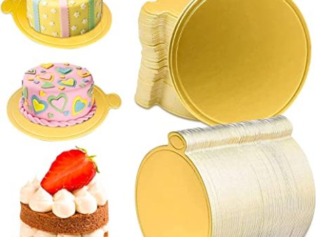 100 ROUND CAKE CARDBOARD  GOLD D 200 Online now